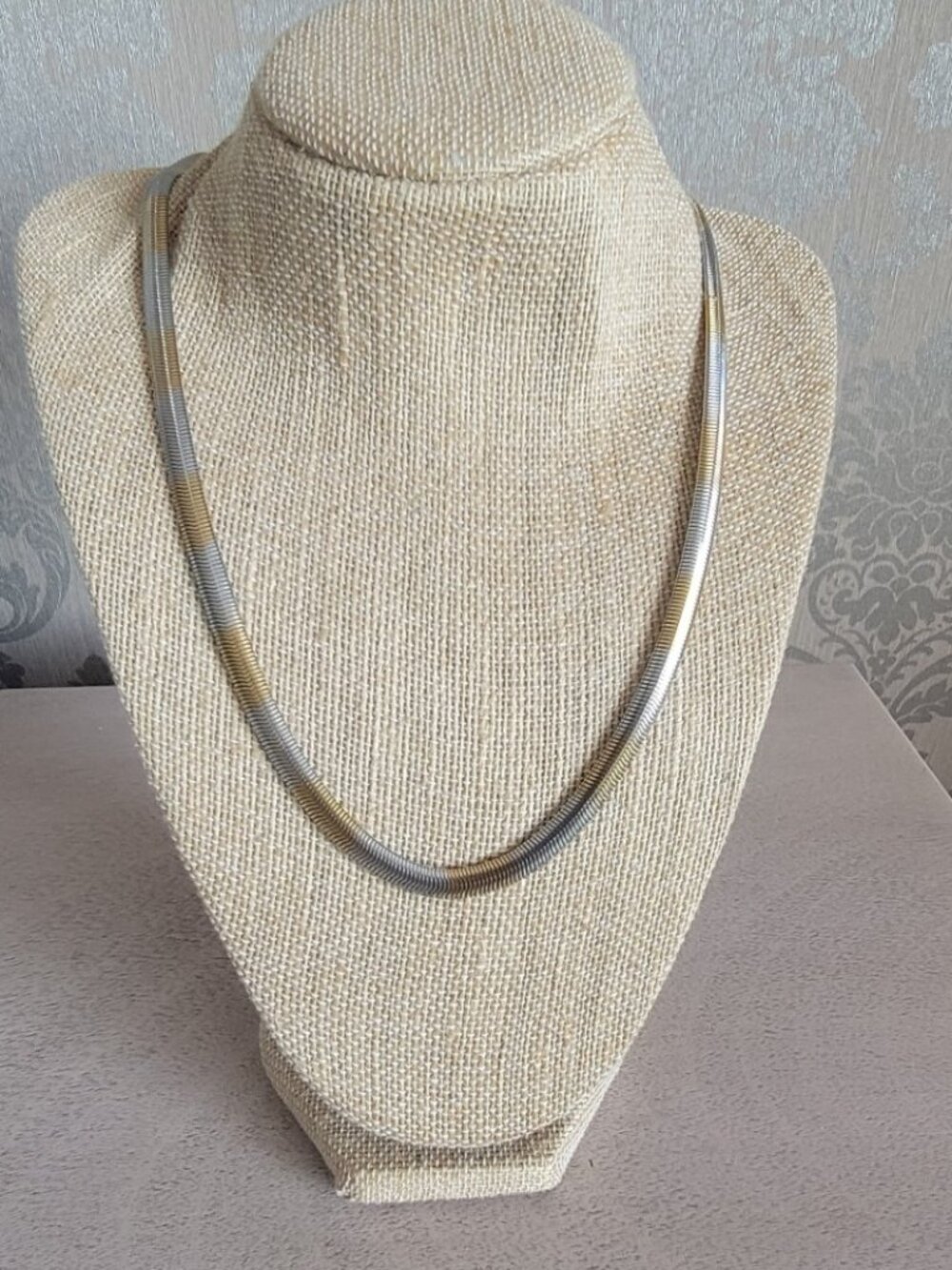 Two-tone Flat Snake Chain Necklace in ION Plated YG and Stainless Steel 20-22 In